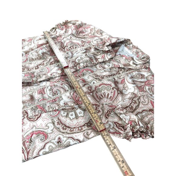 Tommy Hilfiger Paisley Blouse Short Sleeve Button-Up Shirt S Cotton - Picture 11 of 12